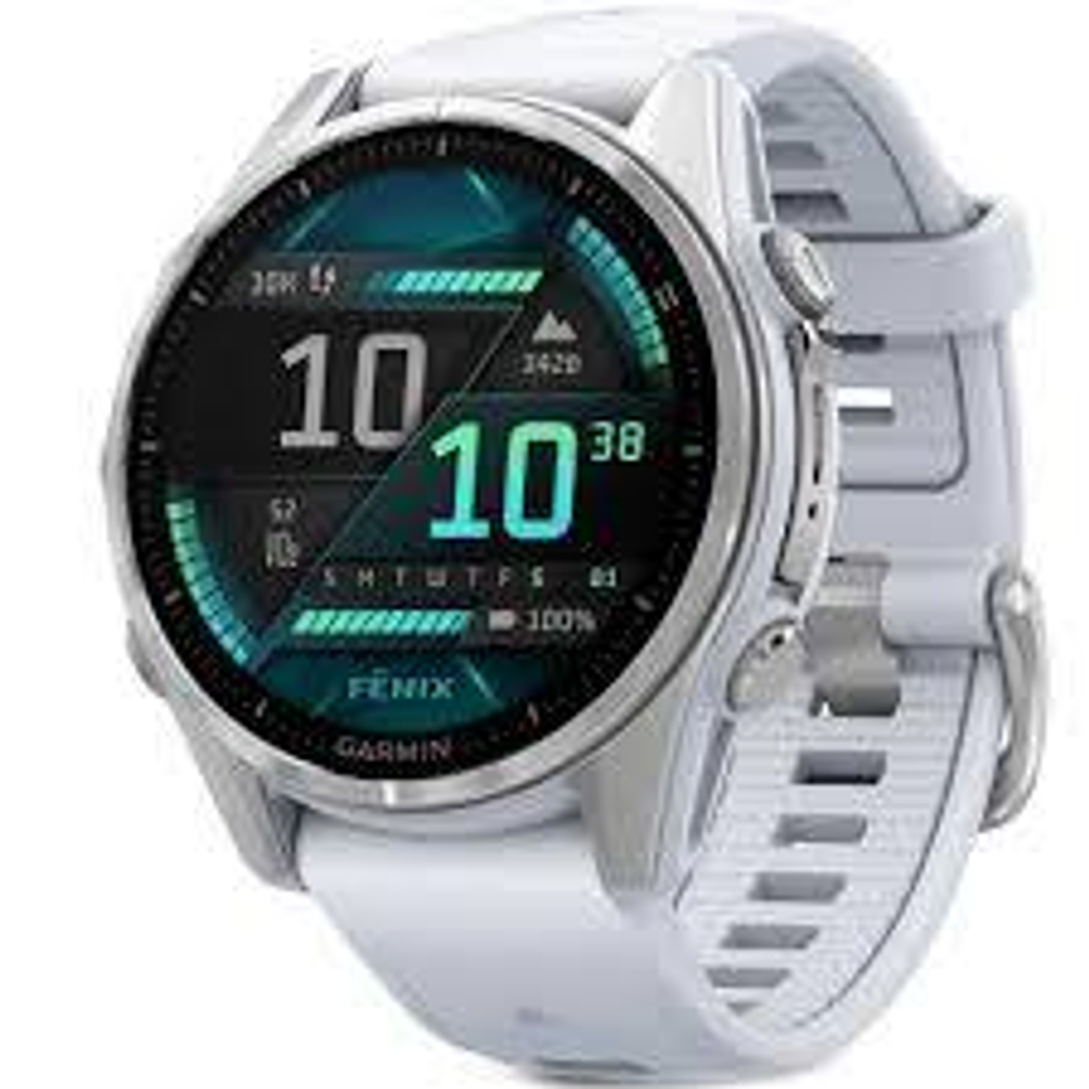 Смарт-часы Garmin Fenix 8 Amoled 43мм Silver c белым силиконовым ремешком, 010-02903-00