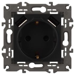 Розетка ЭРА Elegance 14-4109-05 2P+E 16A-250В штор. с 2xUSB 5В-3А антрацит | Эра Elegance