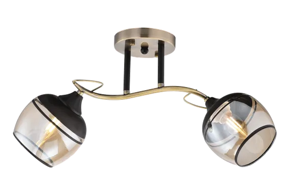 Люстра потолочная Rilon 1727/2 AB+BK, 2×40 Вт, бронзовая и чёрная