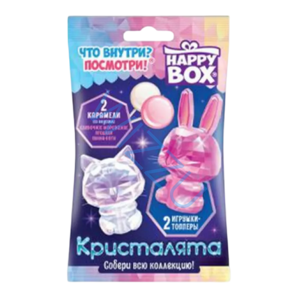 HAPPY BOX Кристалята фигурки+карамель в форме круга в пак., 20 г.