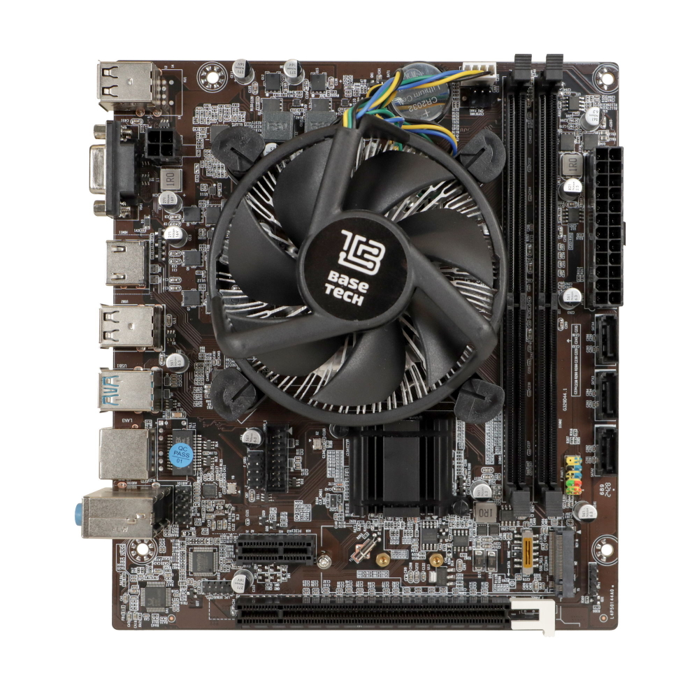 Материнская плата с процессором BaseTech H110M-K, Socket1151, i5-6600, mATX, Retail, Socket1151, Intel UHD Graphics 530, 2xDDR4, PCIe3.0, 1xM.2, GLAN, 6xUSB2, 4xUSB3, VGA, HDMI, кулер CPU (BT-H110M-K-6600)
