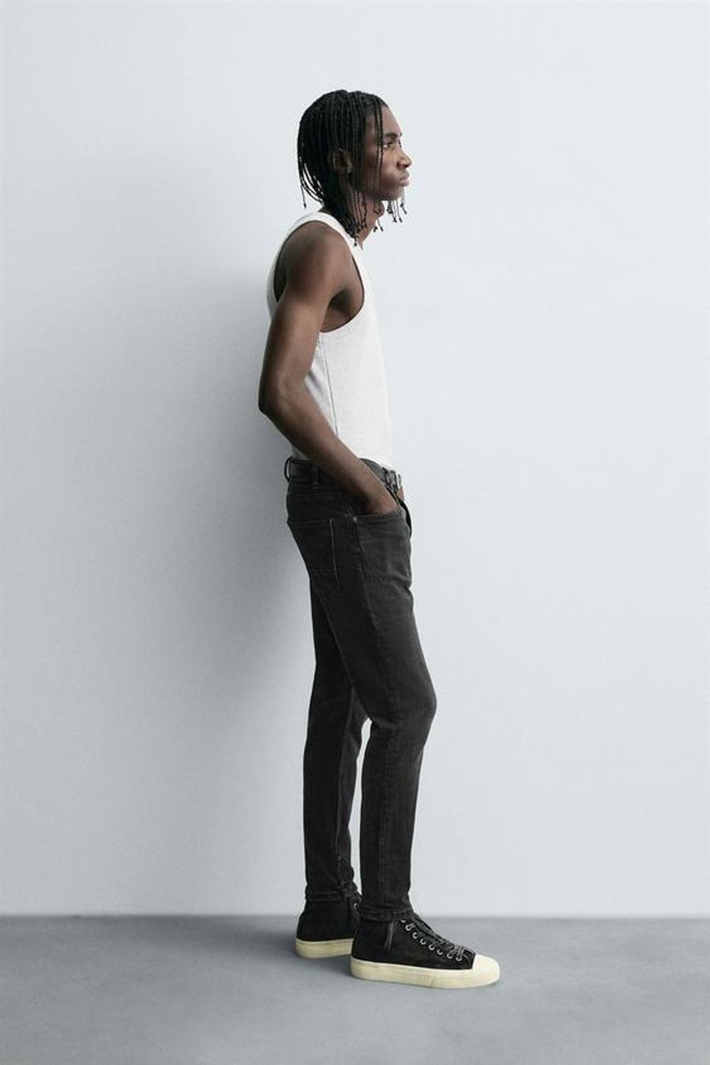 ZARA УКОРОЧЕННЫЕ ДЖИНСЫ SKINNY, УГОЛЬНЫЙ