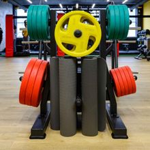 Диск обрезиненный (четыре хвата, цветной) D51 мм PROFI-FIT 15 кг