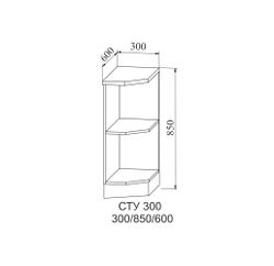 Корпус Шкаф нижний полка угловая 850*300 (лев/прав.) (СТУ 300) (серый), ДСВ Мебель