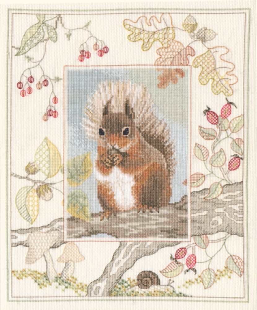 Набор для вышивания нитками Derwentwater Designs, Red Squirrel, 26,9х34,2 см Набор для вышивания нитками Derwentwater Designs, Red Squirrel, 26,9х34,2 см