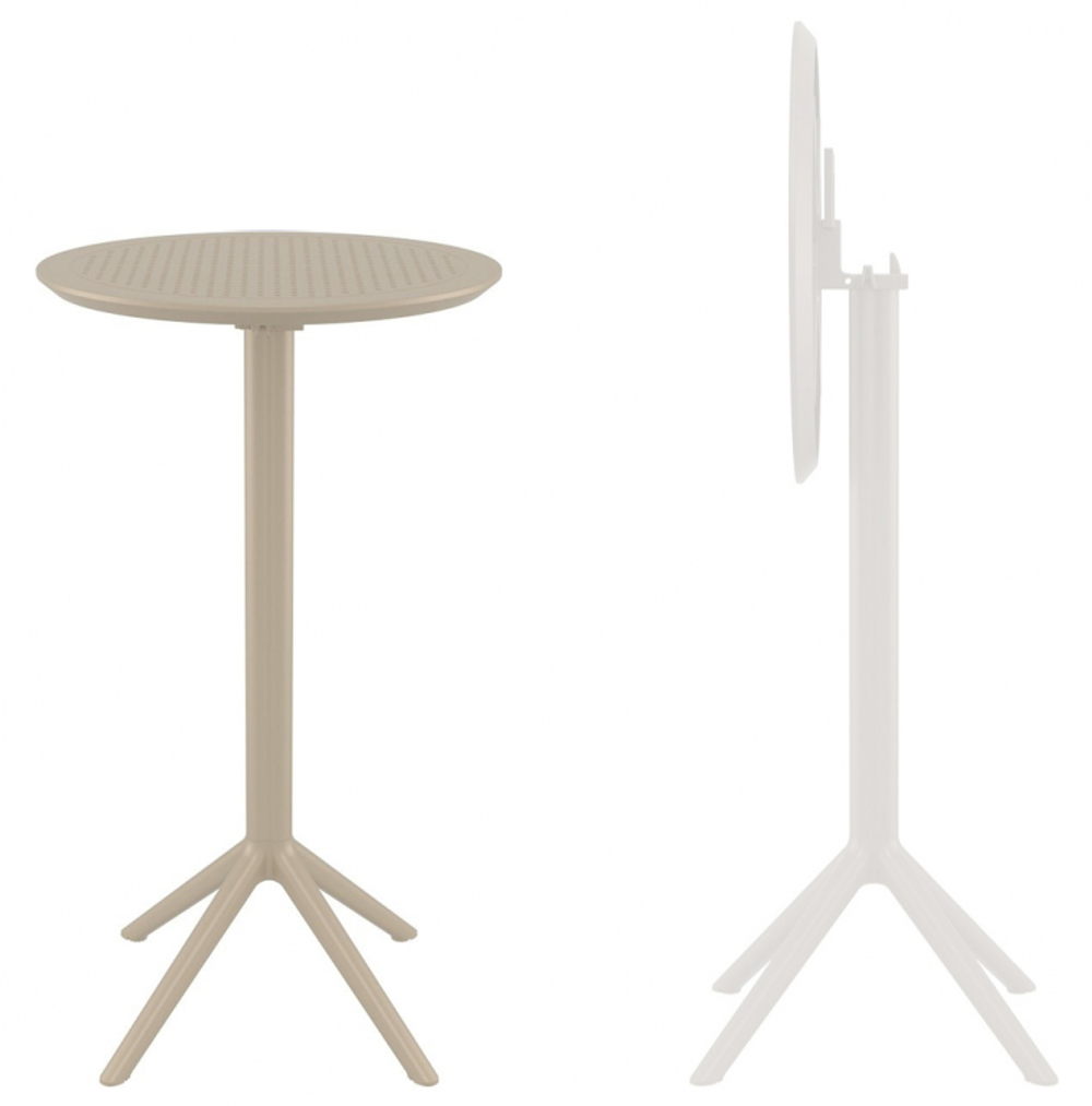 Стол пластиковый барный складной Siesta Contract Sky Folding Bar Table 60, бежевый