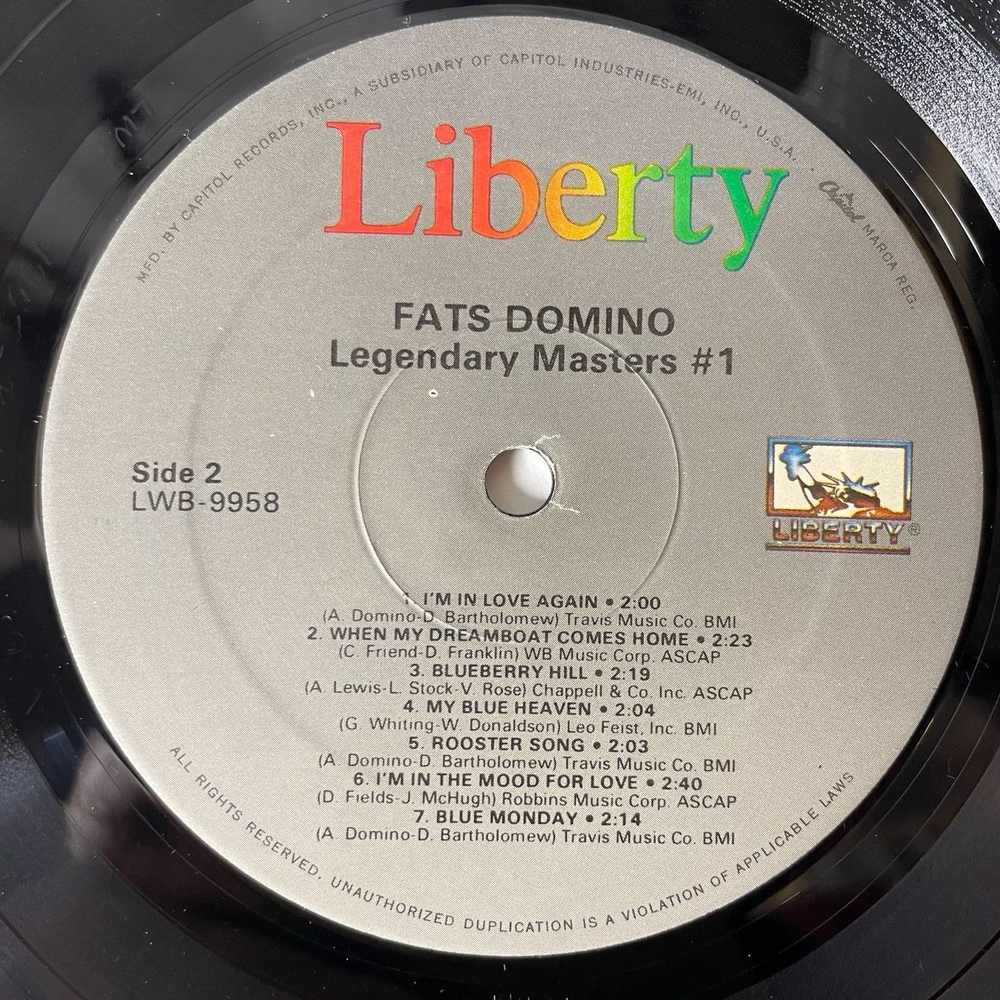Винтажная виниловая пластинка LP Fats Domino Legendary Masters 1 (USA 1977)