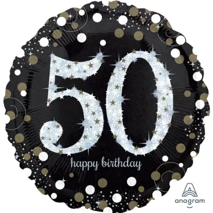 Круг "Happy Birthday 50!" черный/серебро