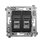 Компьютерная розетка RJ-45 в стену, кат.5e двойная экранированная,"Avanti", "Черный матовый"
