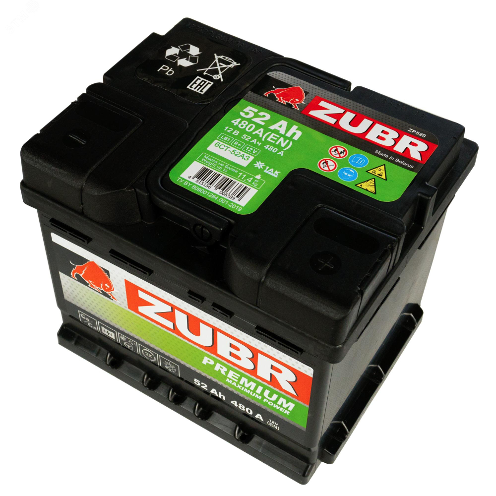 ZUBR Premium 52Ah R+ (низкий)
