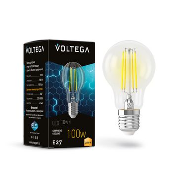 Светодиодная лампа Crystal Graphene A60 10W 2700K E27 (7227) VG10-А1E27-2.7K-10W-F прозрачная Voltega