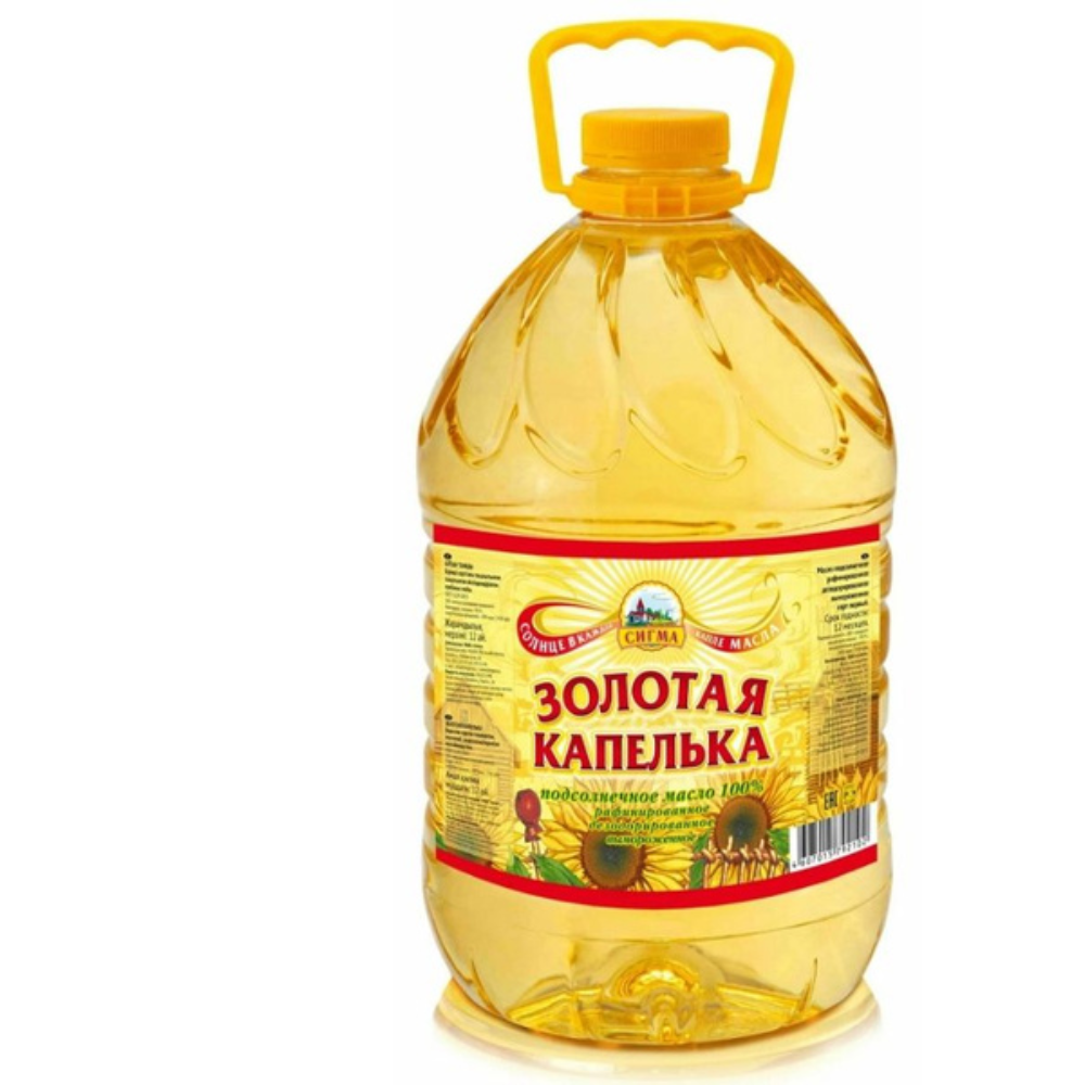 Масло подсолнечное Золотая капелька 5 л