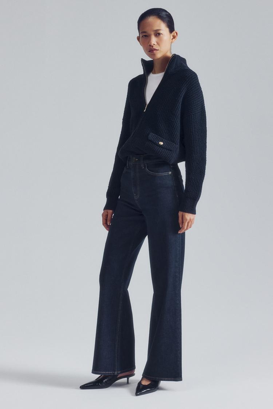 ZARA ДЖИНСЫ COMFORT WIDE LEG С ВЫСОКОЙ ПОСАДКОЙ — ZW COLLECTION, СИНИЙ