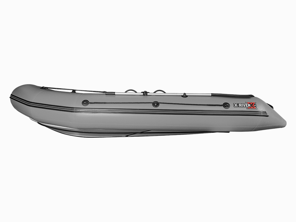 Лодка ПВХ X-River Rocky 415 НДВД + усиленное дно и баллон, серый/фурнитура белая