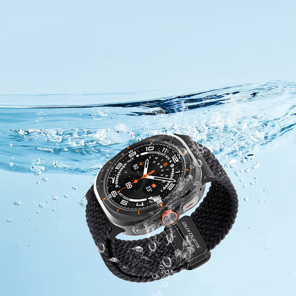 Эластичный ремешок черного цвета (Midnight) от Dux Ducis для смарт часов Samsung Watch Ultra 47MM, серия Strap (Mixture Pro Series)