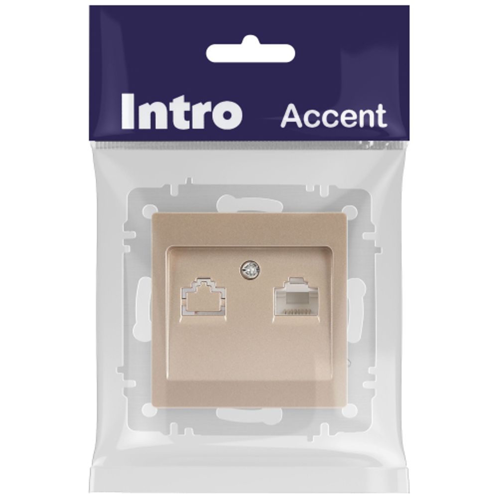 Розетка Intro Accent 6-303-04 информационная RJ45 IP20 СУ шампань | Intro