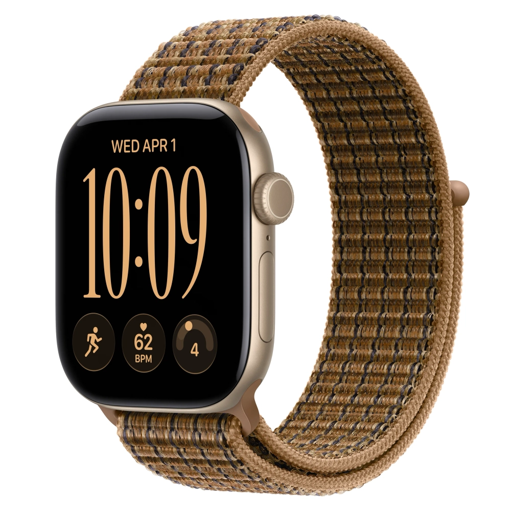 Умные часы Apple Watch Series 12 GPS, 42mm, Light Gold Aluminum Case with Light Umber Plaid Sport Loop