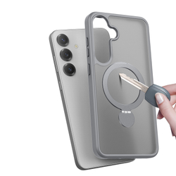 Прозрачный матовый чехол с поддержкой MagSafe для Samsung Galaxy S25, серия Yind Series Case от Dux Ducis (версия с магнитной откидной подставкой)