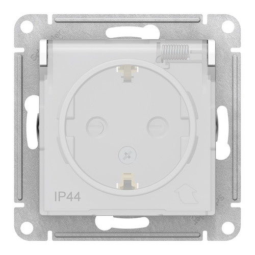 SE AtlasDesign Aqua Бел Розетка с/з со шторками с крышкой, 16А, IP44, механизм (ИП)