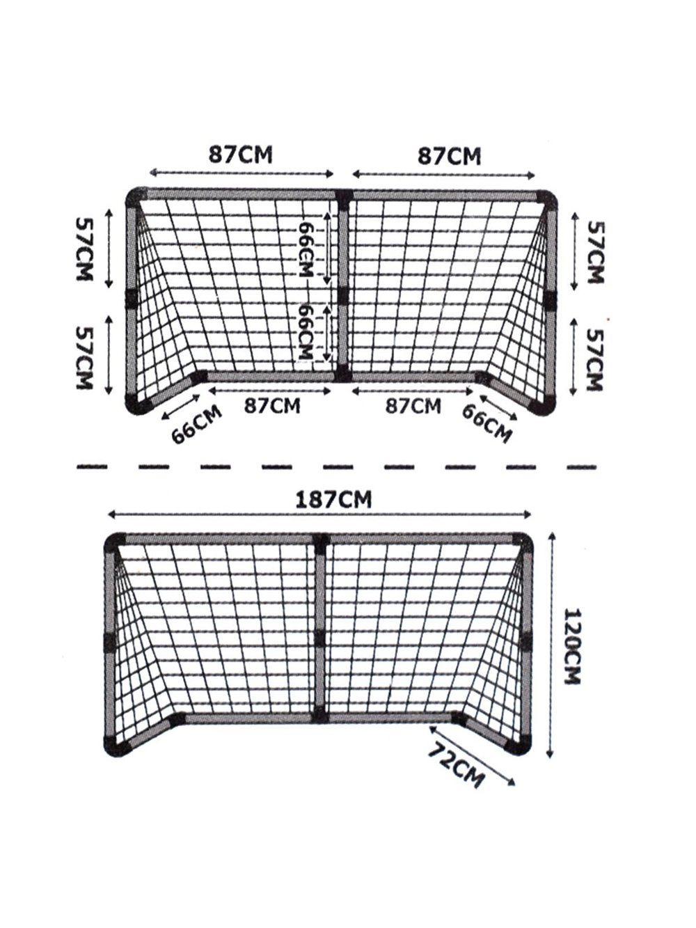 Ворота футбольные 72х120х187 см с мячом (WT6615)