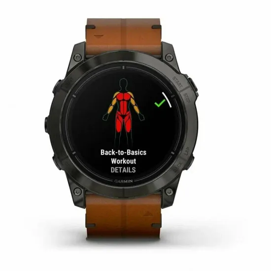Смарт-часы GARMIN Epix PRO (Gen 2) Sapphire Edition 51 мм, титановый угольно-серый, DLC, коричневый кожаный ремешок