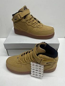 Кроссовки Nike Air Force 1 Mid Flax "Beige" с мехом