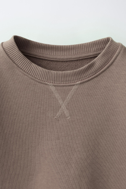 ZARA КОМПЛЕКТ ИЗ ТОЛСТОВКИ И ОДНОТОННЫХ ЛЕГИНСОВ, СЕРОВАТО-КОРИЧНЕВЫЙ