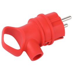 Вилка ЭРА VX12-R-IP44 каучуковая c заземлением 16А IP44 с кольцом угловая красная | Штепсельные вилки и розетки
