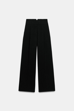 ZARA БРЮКИ ПРЯМОГО КРОЯ С ВЫСОКОЙ ПОСАДКОЙ, ЧЕРНЫЙ