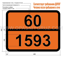 Табличка Опасный груз 60-1593 ДИХЛОРМЕТАН