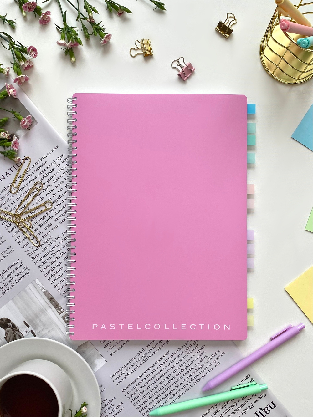 НОВИНКА! Тетрадь А4 96 л. Pastel Collection Pink/Purple, с обложкой из двухстроннего двухцветного пластика, на металлическом гребне