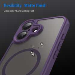 Полупрозрачный матовый чехол с MagSafe для iPhone 17, боковые рамки фиолетового цвета