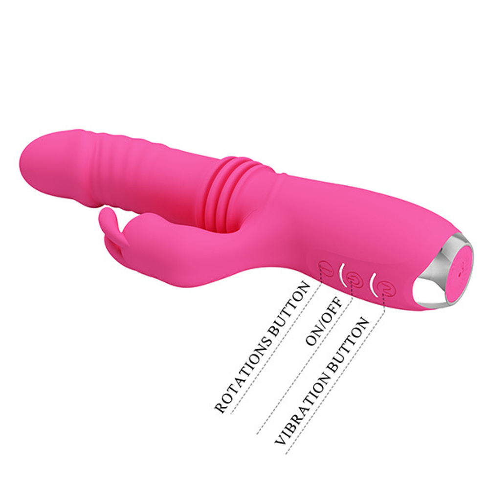 Розовый вибратор 19,7см с функцией поступательных движений Pretty Love Dorothy BI-014713-1