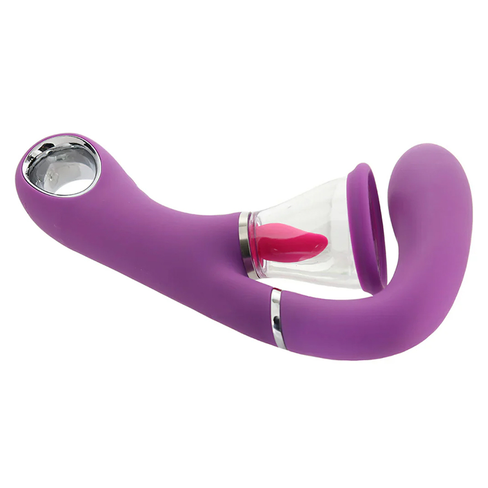 Вибростимулятор для точки G с помпой и имитатором языка PipeDream Fantasy for Her Ultimate Pleasure Pro Dual Oral Sex Simulator & G-Spot Vibrator Purple 496712