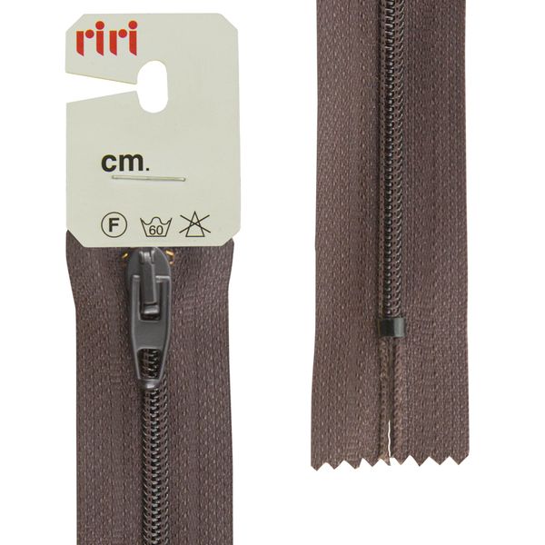 Молния спиральная (витая) RIRI Т4 (4 мм) 1 зам., н/раз., 20 см, Meras, цв.2226, т.коричневый, 10 шт