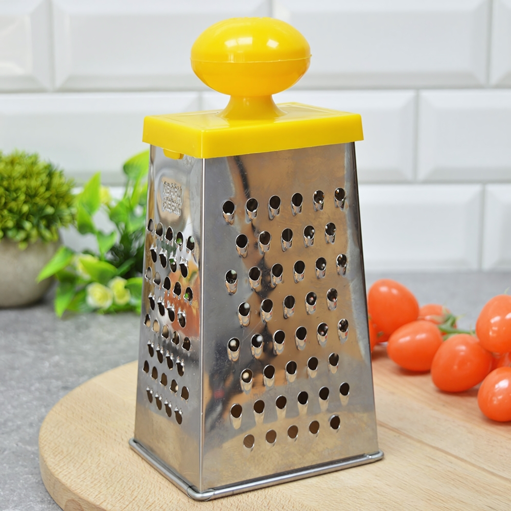 Терка 4-х гранна нерж с пластиковой ручкой, 11*8,5*22см