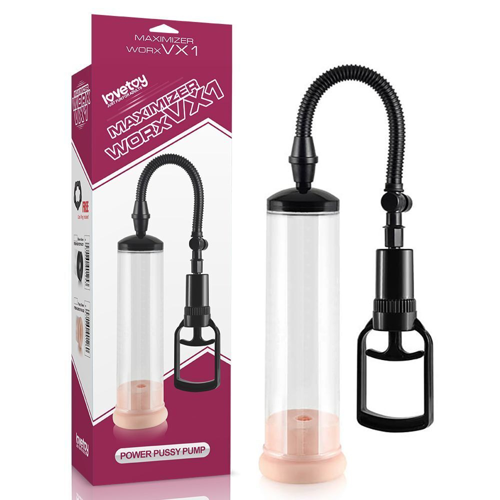 Вакуумная помпа с телесным вкладышем Maximizer WorxVX1 Pussy Pump (Цвет: прозрачный)