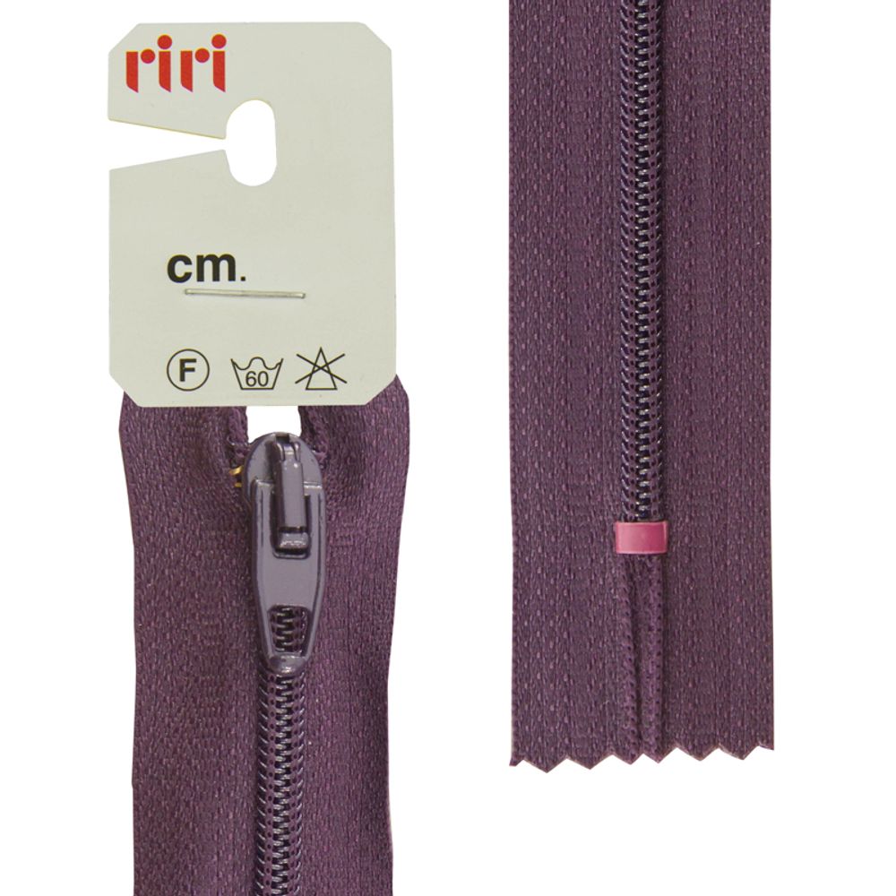 Молния спиральная (витая) RIRI Т4 (4 мм) 1 зам., н/раз., 20 см, Meras, цв.2510, т.фиолетовый, 10 шт