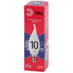 Лампа светодиодная ЭРА RED LINE LED BXS-10W-865-E14 R 10Вт свеча на ветру холодный дневной свет Е14 | Лампы cветодиодные Свеча (B/C)
