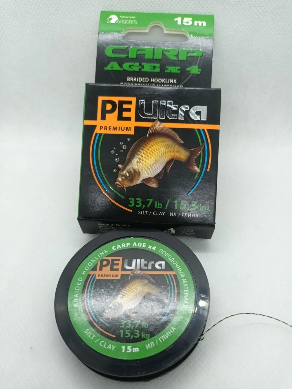 Поводковый материал Aqua Карп 4 нити 15 м 15,3 кг цв ил-глина