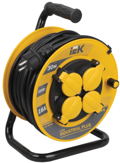 INDUSTRIAL PLUS Катушка УК30 4 места IP44 с заземлением с термозащитой 3х1,5мм2 30м IEK