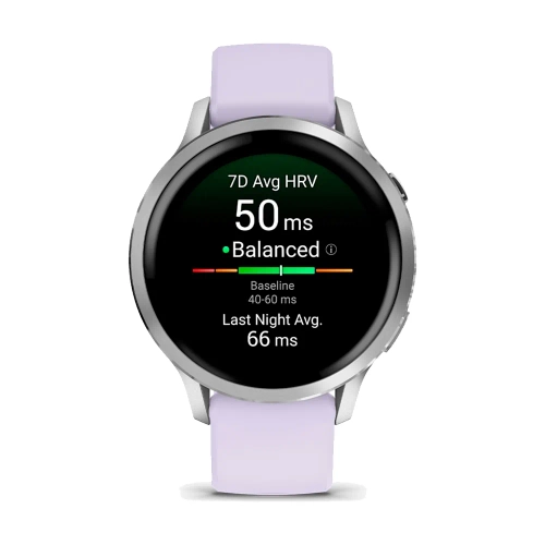 Умные часы Garmin Venu 4, 41mm, Silver with Periwinkle Silicone Band (010-03013-01)