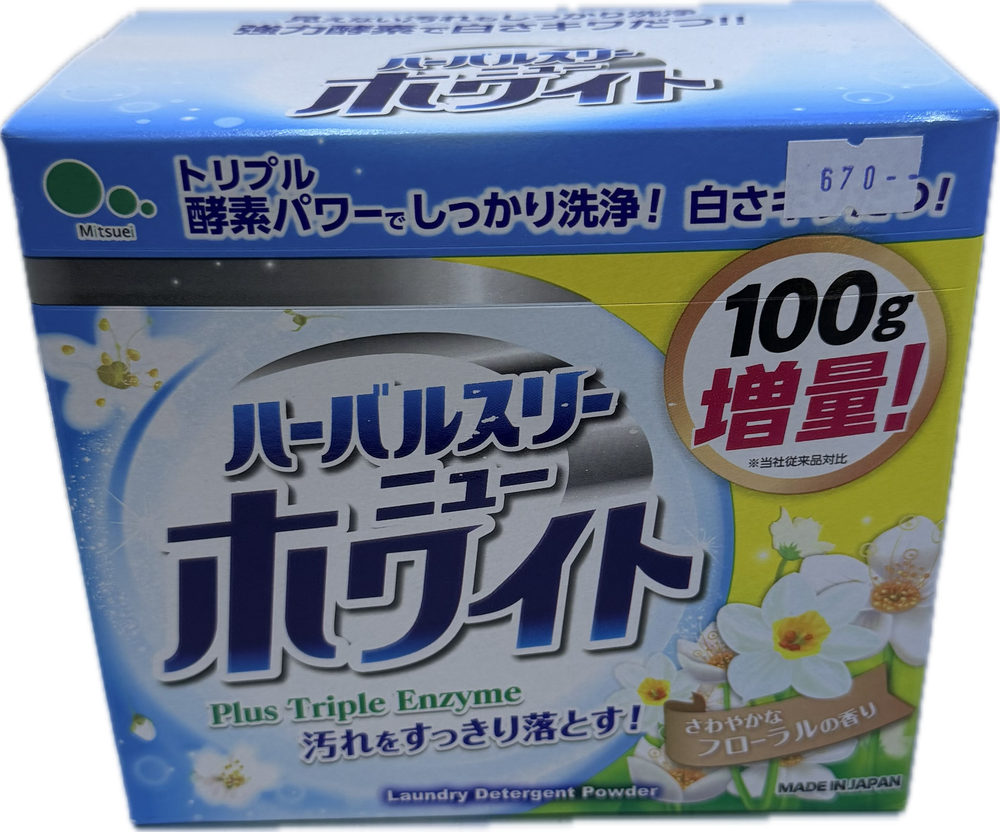 Стиральный порошок Mitsuei "Herbal Three New White" с отбеливателем и тройной силой ферментов