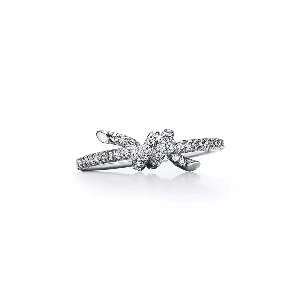 Кольцо из белого золота 18k  с бриллиантами, Tiffany 💠 Knot -  Единственное в наличии