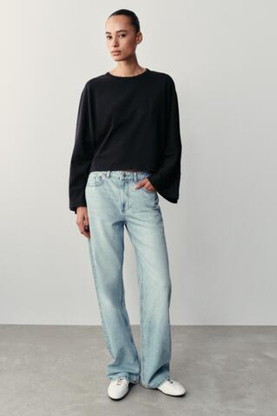 ХЛОПКОВАЯ ФУТБОЛКА С ШИРОКИМИ РУКАВАМИ — ZARA