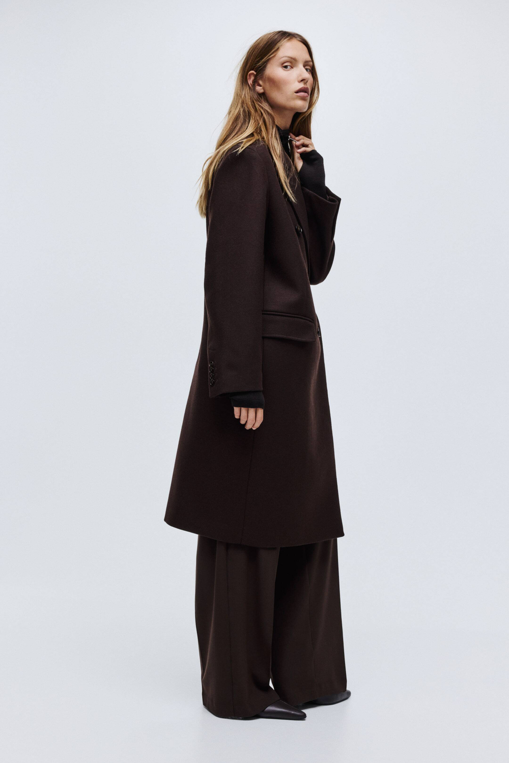H&M Пальто из смесовой шерсти, темно-коричневый