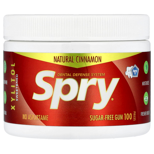 Xlear, Spry®, жевательная резинка, натуральная корица, 100 шт.