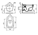 E822301 CONNECT Rimless Безободковый подвесной унитаз, глубокий смыв, с сидением и крышкой с функцией плавного закрытия E772401, без крепежа