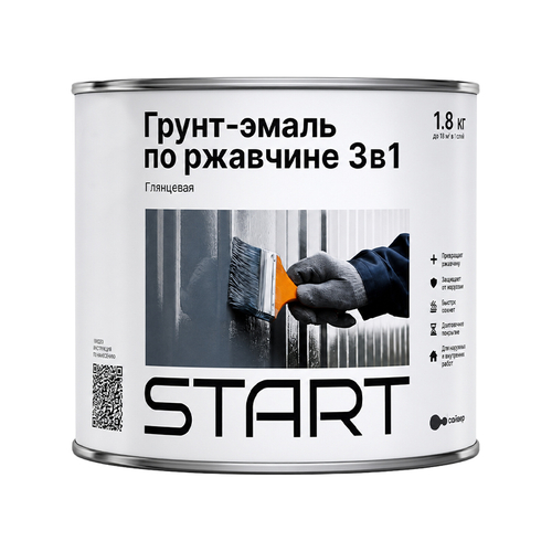 Эмаль-грунт по ржавчине 3в1 черная  1,8кг Старт  (Сайвер)