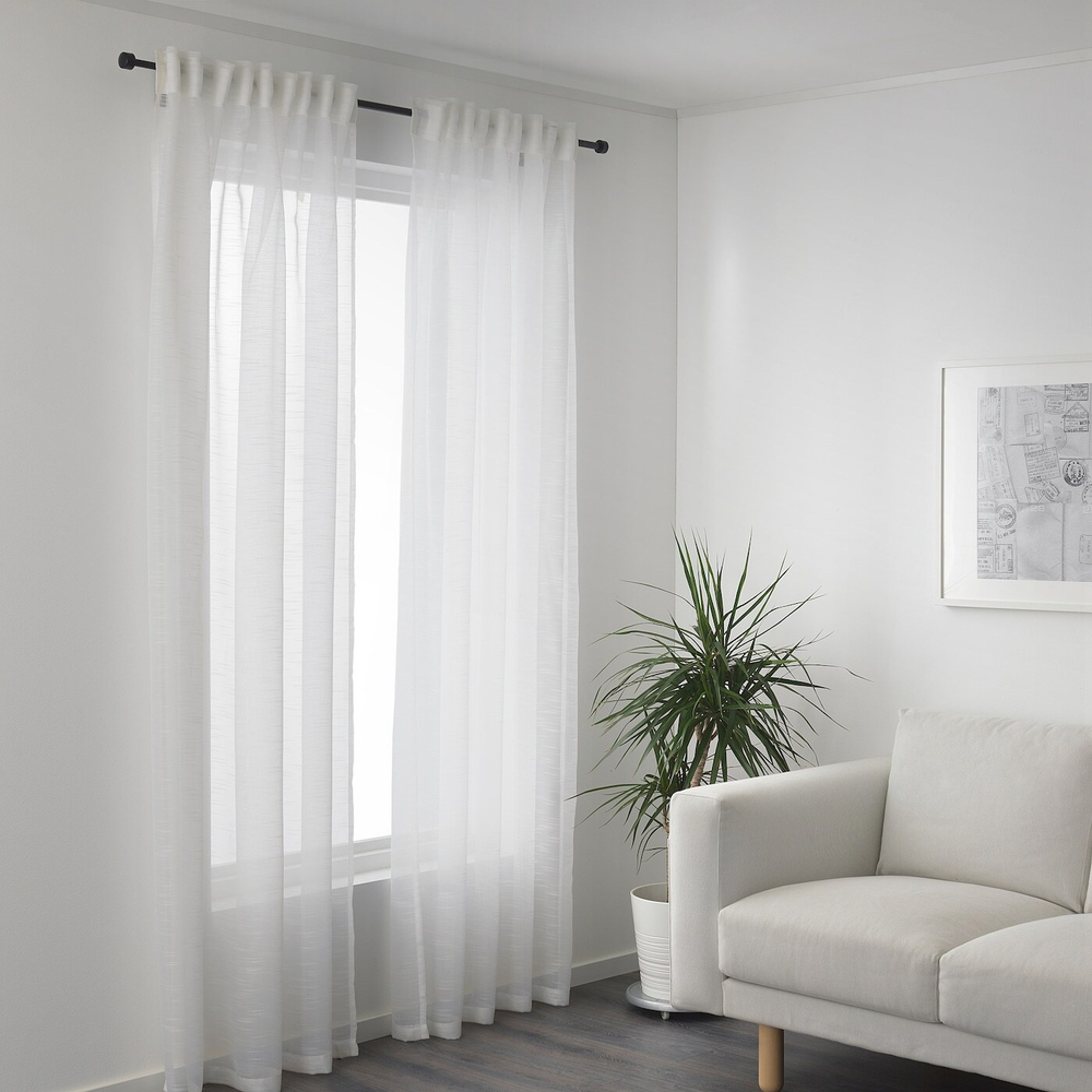 IKEA GJERTRUD  (ИКЕА ГЙЕРТРУД)  -  Шторы, 2 шт, на ленте/белые, 145x300 см